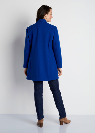 Manteau col tailleur aspect lainage Bleu Dur