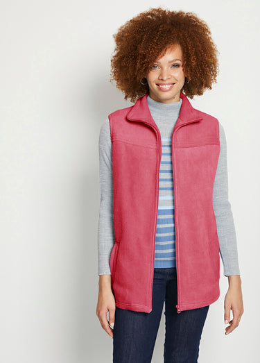 Blouson zippé sans manches polaire Framboise