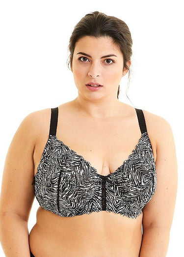 Soutien-gorge armatures, imprimé fantaisie Noir/Ivoire