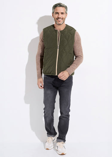 Veste sans manches casual réversible Beige/Kaki