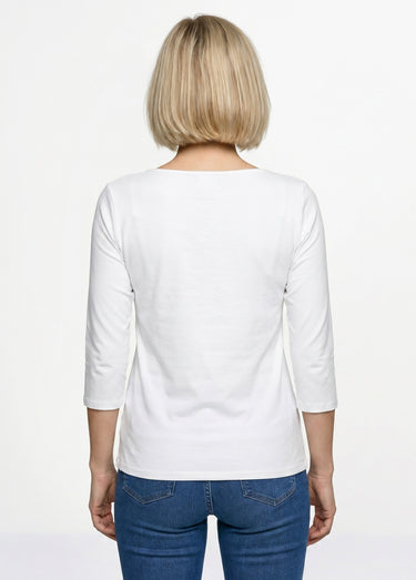 T-shirt manches 3/4 clouté fantaisie Blanc