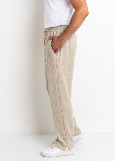 Pantalon en maille lien à la taille Beige