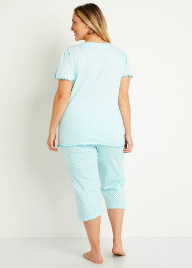 Pyjama court coton imprimé Aqua