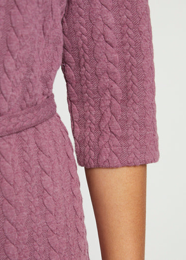 Robe boutonnée mi-longue maille reliefée Rose