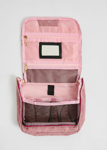 Trousse de toilette à suspendre, velours Rose