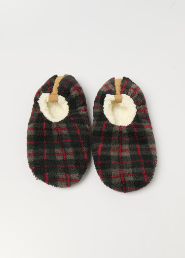 Chaussons fourrés chauds antidérapants Carreaux Rouge