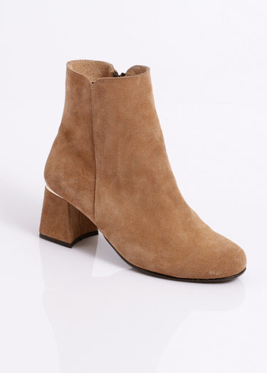 Boots zippées cuir velouté Marron