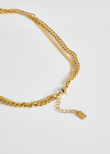 Collier ras de cou fantaisie 2 rangs Dore