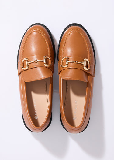 Mocassins avec patte métal Camel