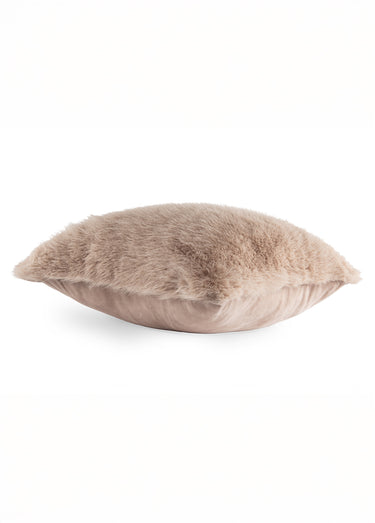 Coussin déco fausse fourrure longs poils Taupe