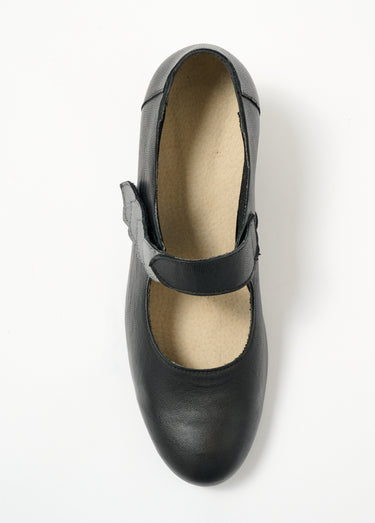 Escarpins à talon largeur confort scratchés cuir Noir