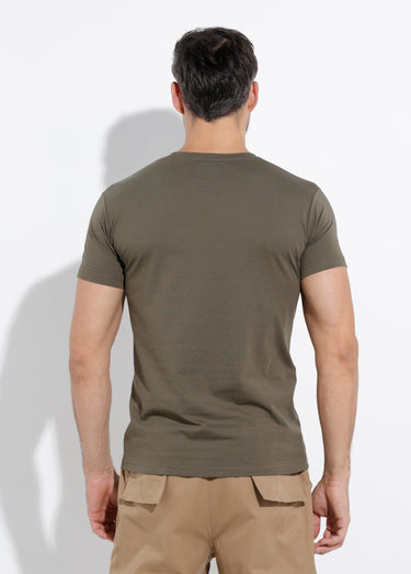 T-shirt col rond coupe ajustée Kaki