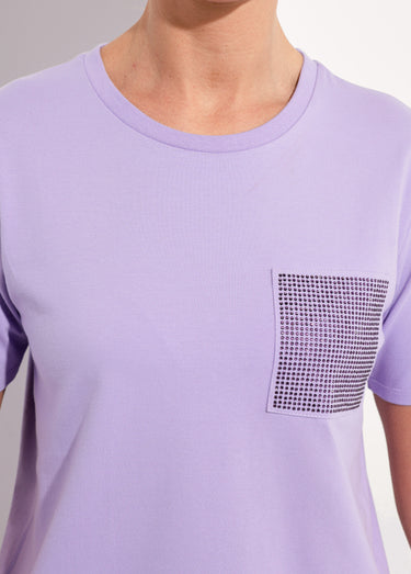 T-shirt boîte manches courtes strass Violet