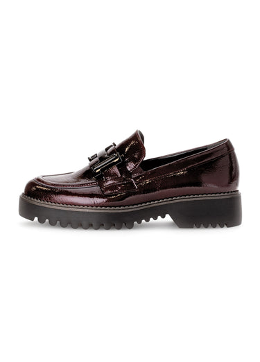 Mocassins cuir semelle crantée Vernis Bordeaux