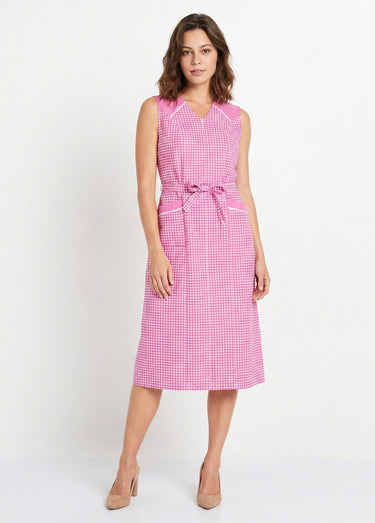 Tablier zippé sans manches carreaux vichy Rose
