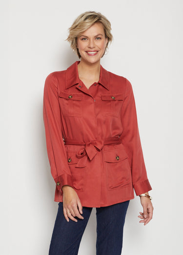 Veste saharienne Lyocell ceinturée Tomette