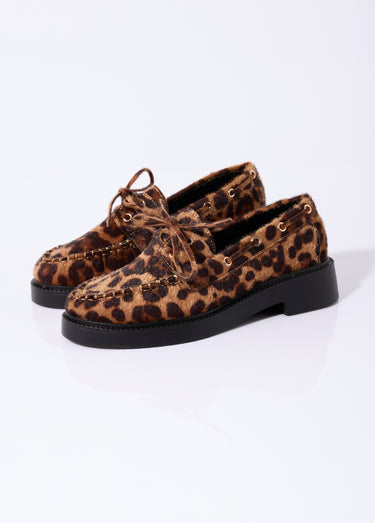 Mocassins en suédine avec oeillets métal Leopard