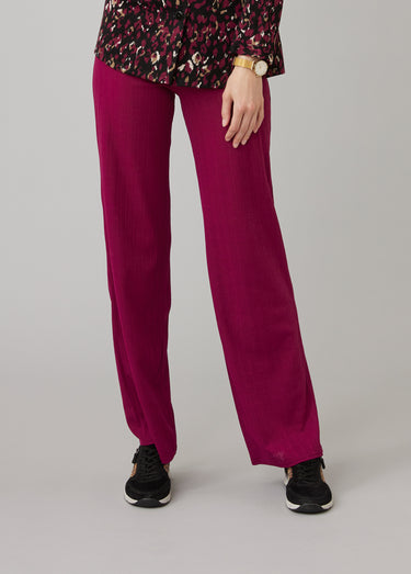Pantalon fluide taille semi-élastiquée Prune