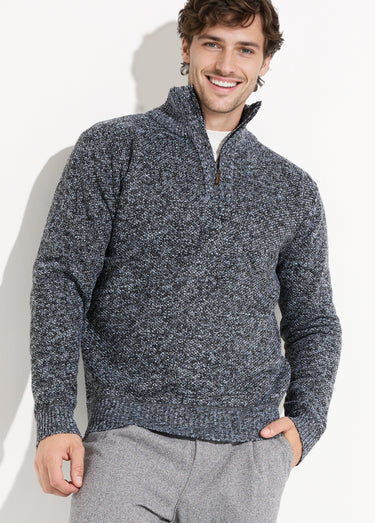 Pull col zippé chaud intérieur polaire Gris Fonce