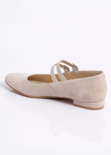 Ballerines babies cuir à talon doubles brides Beige