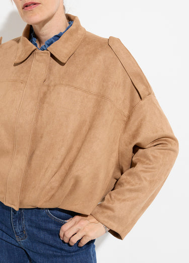 Veste suédine taille resserrée, oversize Camel