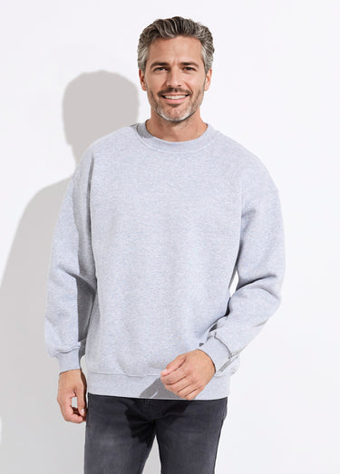 Sweat shirt col rond, détails bord cotes Gris Clair