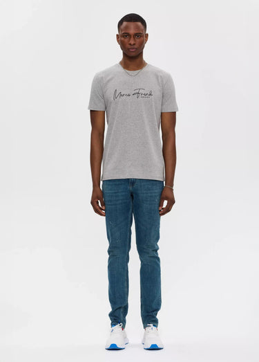 T-shirt col rond à message signature Gris