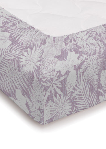 Drap-housse flanelle coton imprimé végétal Rose