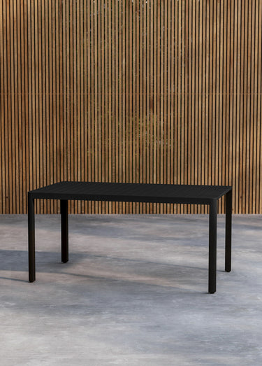 Table de jardin aluminium rainuré, 150cm Noir