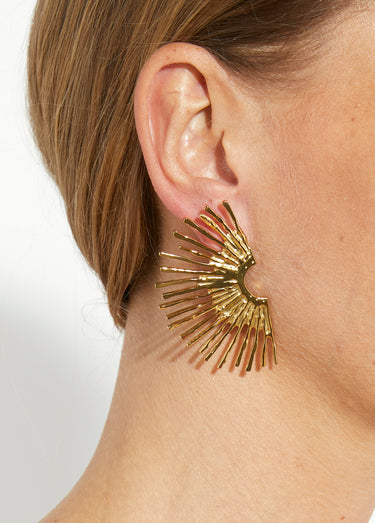 Boucles d'oreilles demi soleil en inox Dore