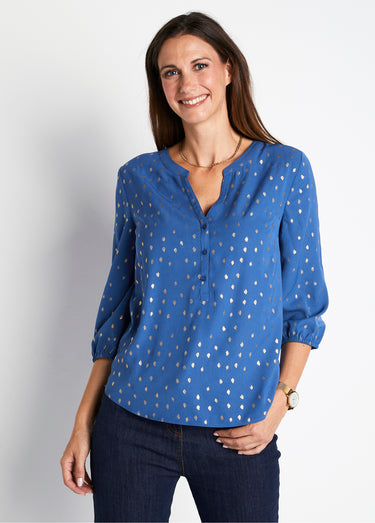 Tunique ample mi-longue manches 3/4 Bleu