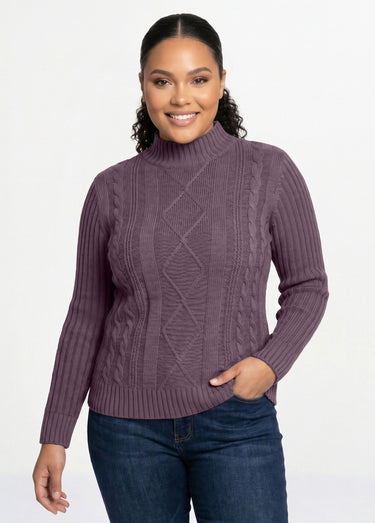 Pull chaud style irlandais col montant Violine