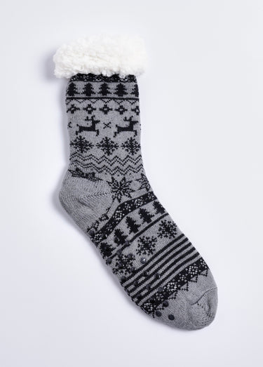 Paire de chaussettes chaudes en sherpa Gris