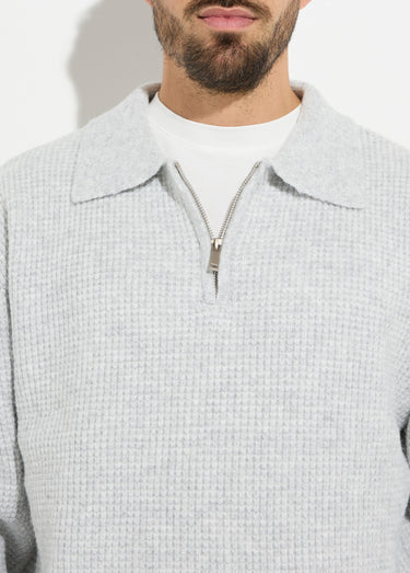 Pull col zippé chaud avec laine Gris Clair