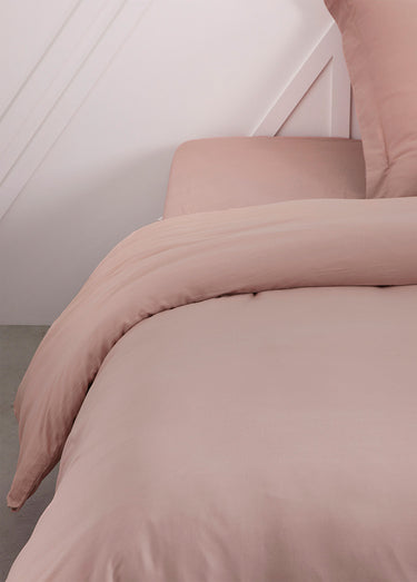 Housse de couette coton uni Rose des sables