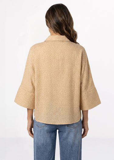 Chemisier léopard, manches 3/4 fantaisie Beige