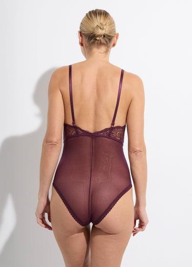 Body sexy en dentelle type Leavers Prune