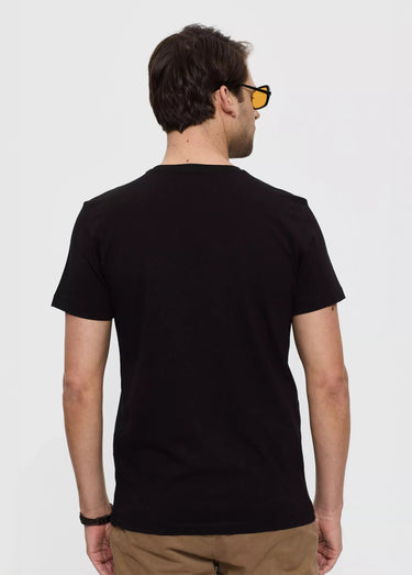 T-shirt col rond essentiel, logo poitrine Noir