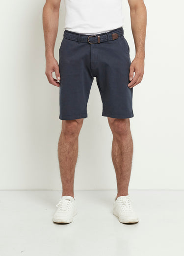 Bermuda court à revers avec ceinture Marine