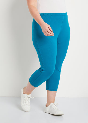 Legging court coton taille élastiquée Aqua