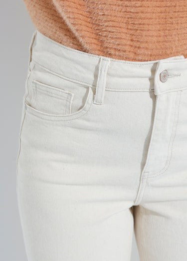 Jean droit 5 poches, spécial PETITE Beige