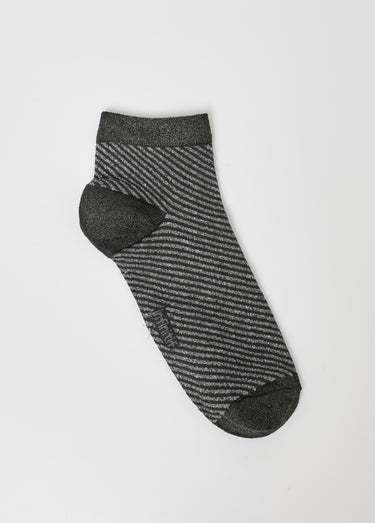 Paire de chaussettes, motif métallisé Raye Gris