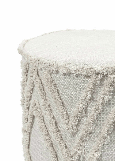 Pouf en tissu frangé style ethnique Beige