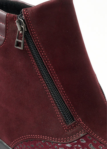 Boots cuir nubuck côtés extensibles Bordeaux