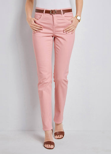 Le pantalon 5 poches brodé Rose