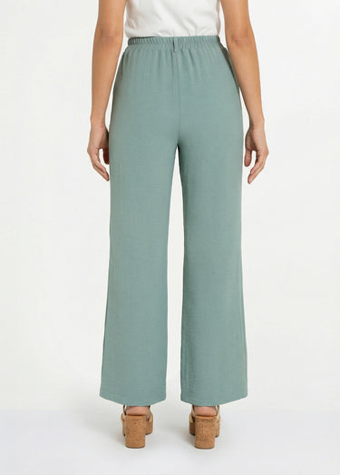 Pantalon large à pinces taille élastiquée Vert Sauge