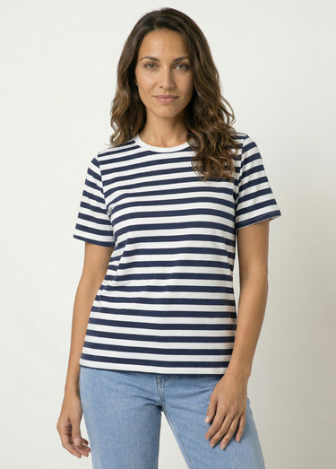 T-shirt marinière en coton stretch Marine / Blanc