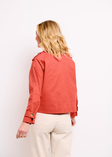Trench court double boutonnage coton doublé Terracotta