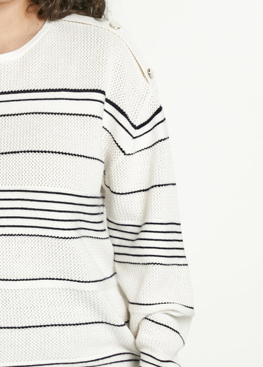Pull marinière col rond Ecru/Marine