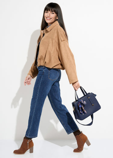 Veste suédine taille resserrée, oversize Camel